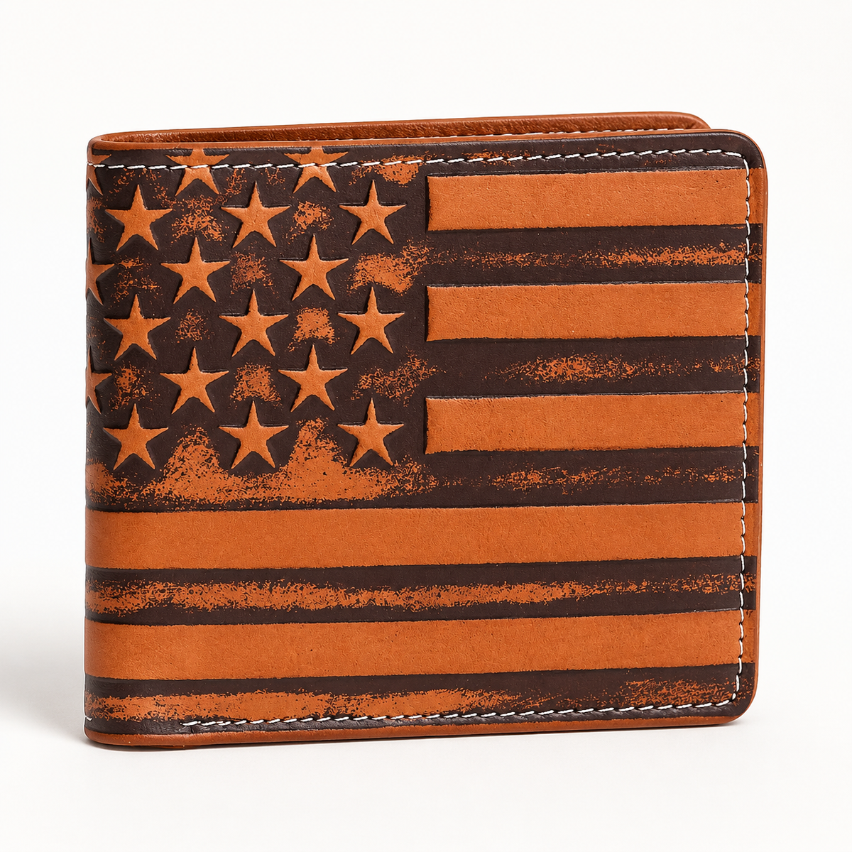 Men's Embossed American Flag RFID Leather Wallet