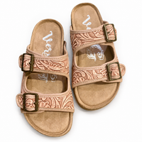 Very G Blush Tooled Double Buckle Sandals