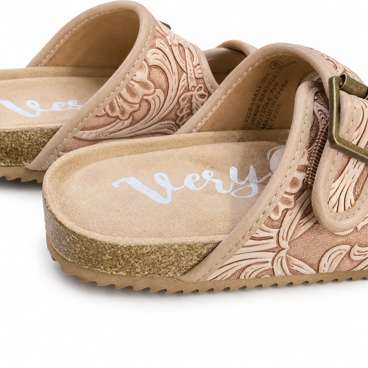Very G Blush Tooled Double Buckle Sandals