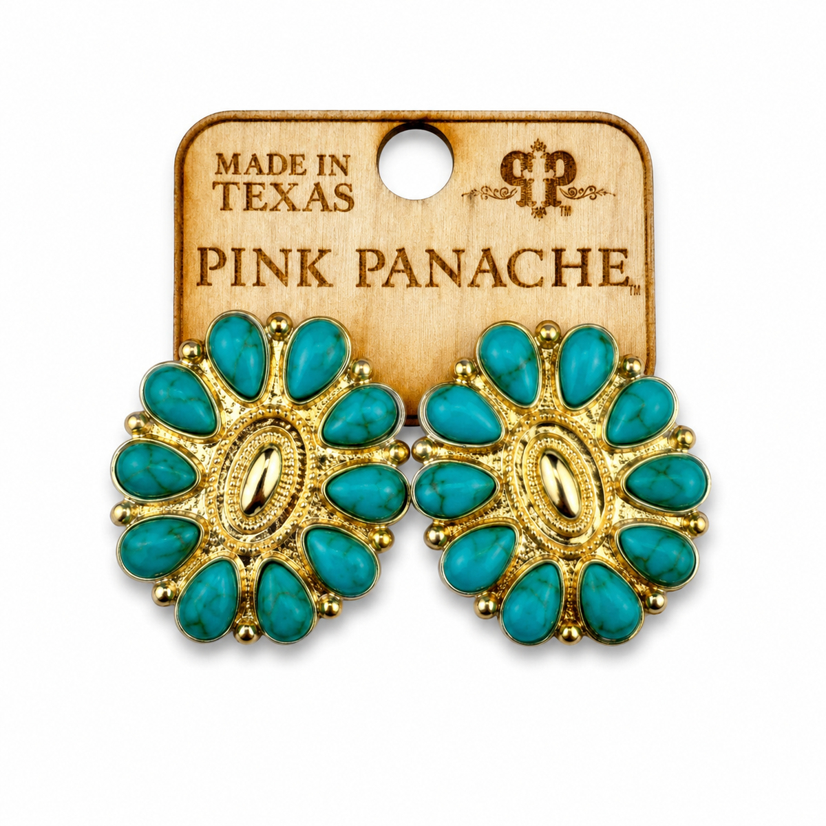 Pink Panache Turquoise Concho Post Earrings