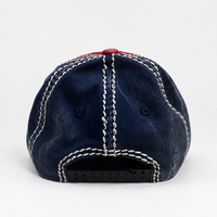 Patriotic Rhinestone Flower Distressed Baseball Cap