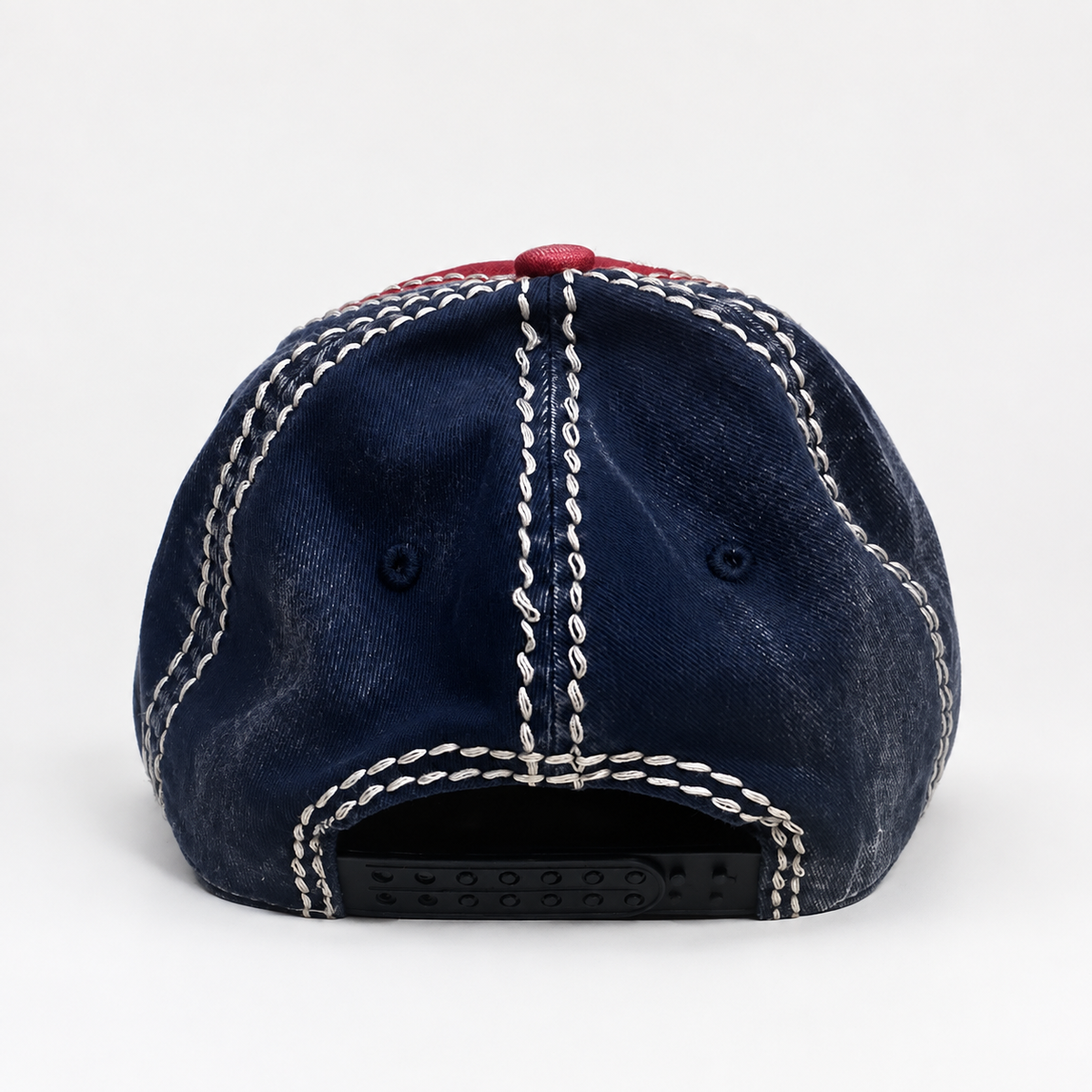 Patriotic Rhinestone Flower Distressed Baseball Cap