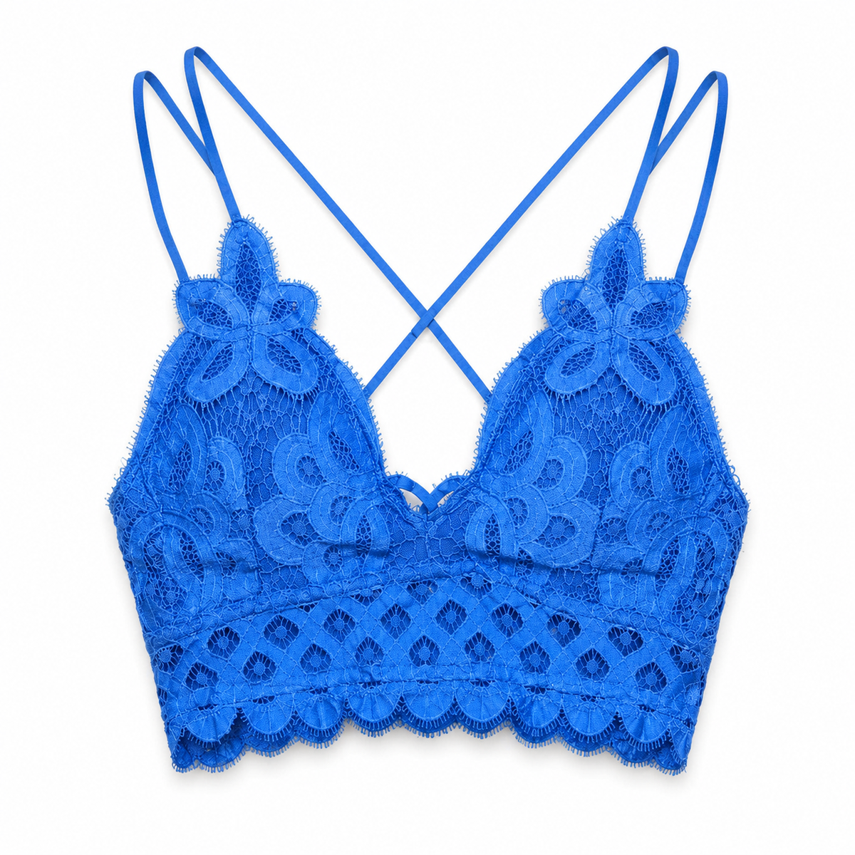Royal Blue Crochet Lace Criss-Cross Bralette