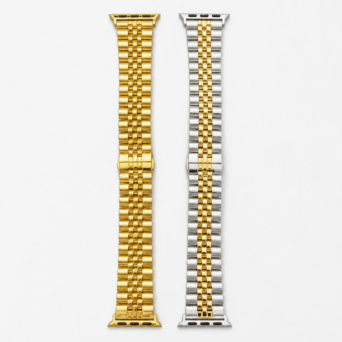 Two-Tone Adjustable Apple Watch Band – 18k Gold Plated Stainless Steel
