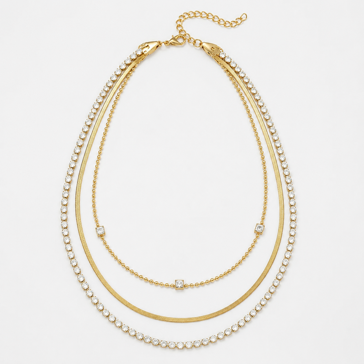 Leah Waterproof Layered Rhinestone Necklace