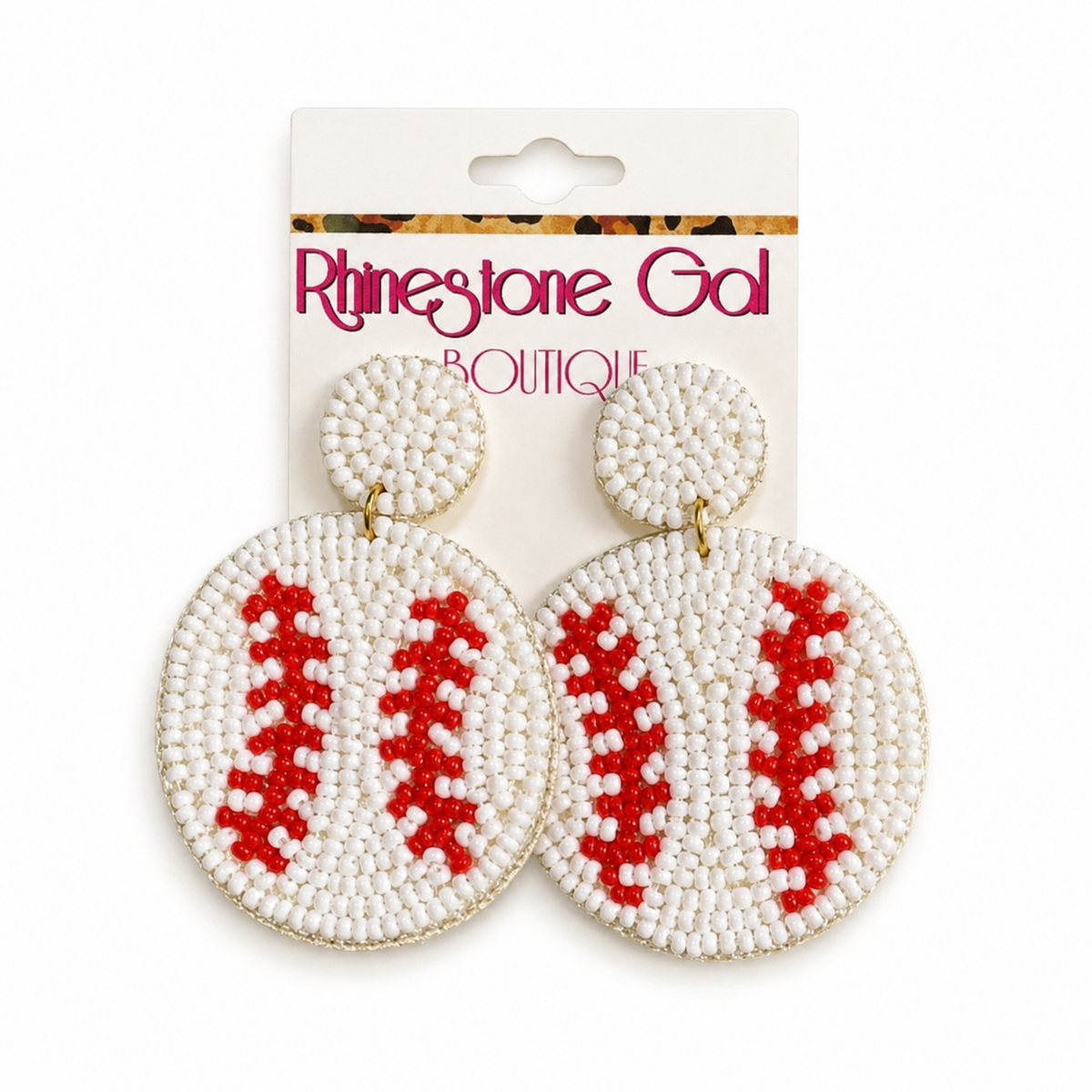 Baseball Seed Bead Dangle Earrings