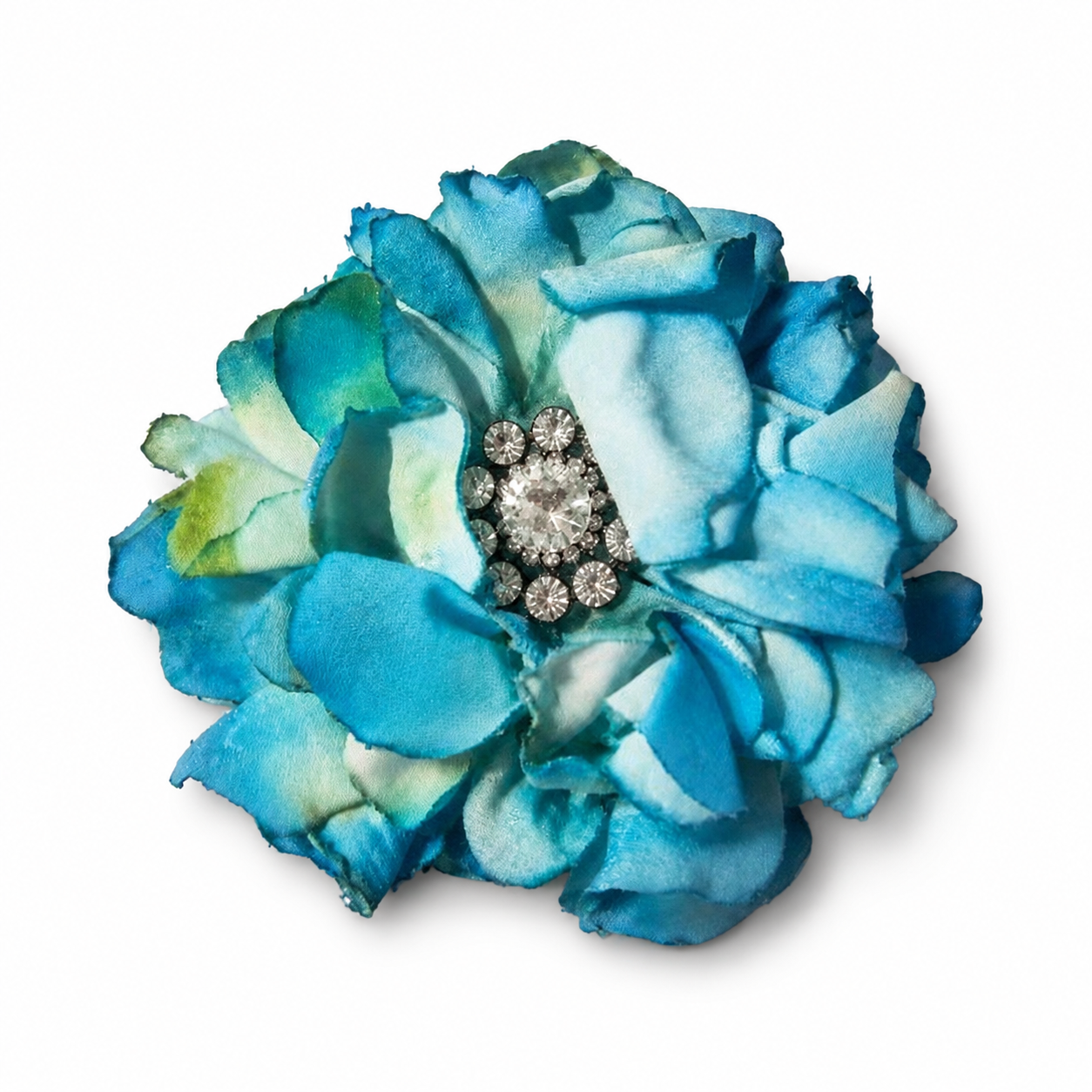 Vintage Blue Ombre Velvet Flower Brooch Pin