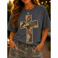 Dark Charcoal Camo Cross Graphic Tee