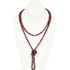 Long Iridescent Burgundy Knotted Beaded Necklace