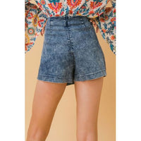 Acid Wash Knot Front Denim Skort