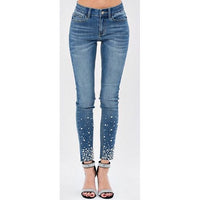 Skinny Stretchy Jeans with Pearls