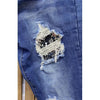 Silver Sequin Patch Distressed Skinny Jeans – Stretch Denim for Women
