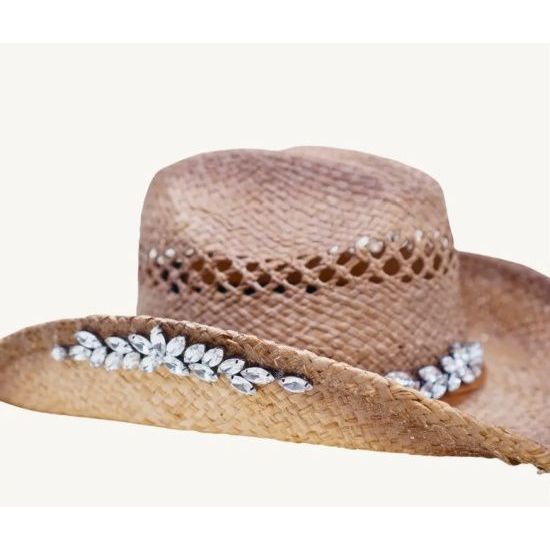 Jeweled Outback Raffia Cowboy Hat
