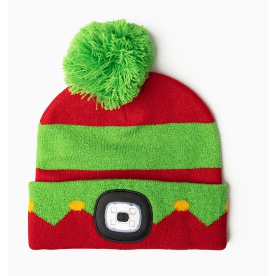 Holiday Light-Up LED Pom Beanies for Girls (Age 6+)