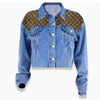 Cropped Denim Jean Jacket with Luxury on Front Yoke