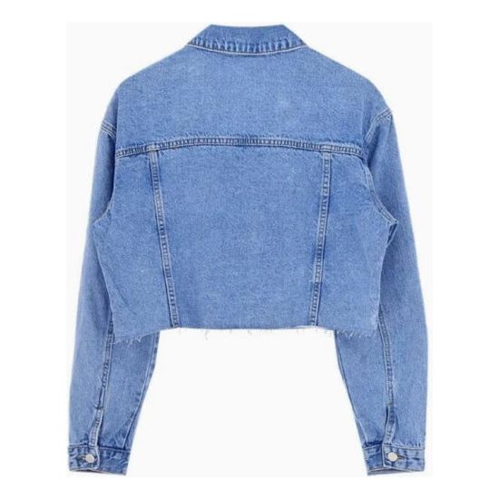 Cropped Denim Jean Jacket with Luxury on Front Yoke