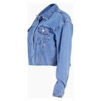 Cropped Denim Jean Jacket with Luxury on Back