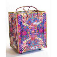 Rolling Tote Bag XL Royal Blue Folk Flower