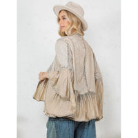 Latte Kimono Voile Frill Shrug – Rayon Crepe Jacquard