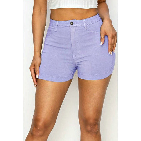 High Waisted Lavender Denim Shorts