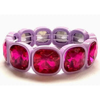 Square Crystal Gemstone Stretch Bracelet – Colorful Sparkly Statement Jewelry