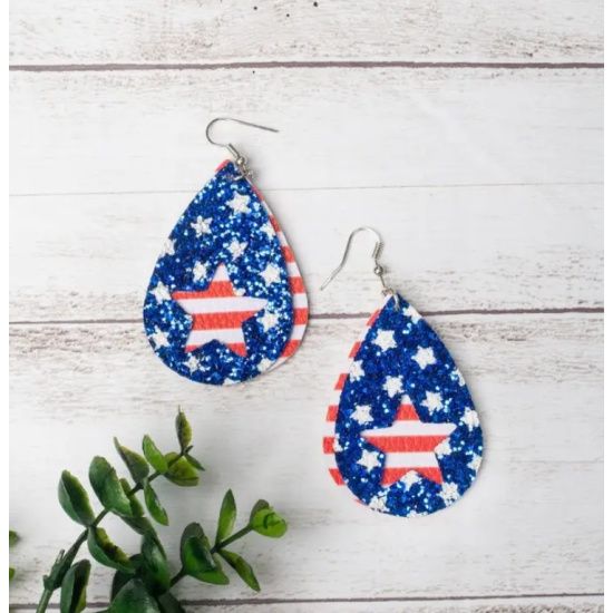 Stars & Stripes Layered Teardrop Earrings