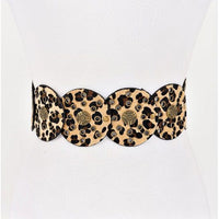 Leopard Faux Fur Disc Concho Belt