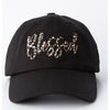 Leopard “Blessed” Embroidered Black Baseball Cap
