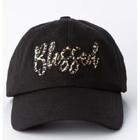 Leopard “Blessed” Embroidered Black Baseball Cap