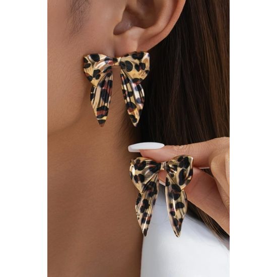 Wild Leopard Bow Statement Earrings