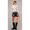 Leopard Bow Sheer Mesh Mock Neck Top