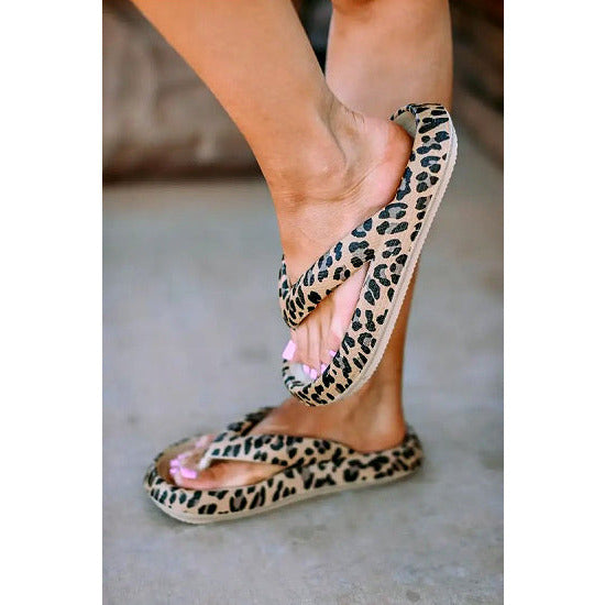 Leopard Cushy Flip Flop Sandals