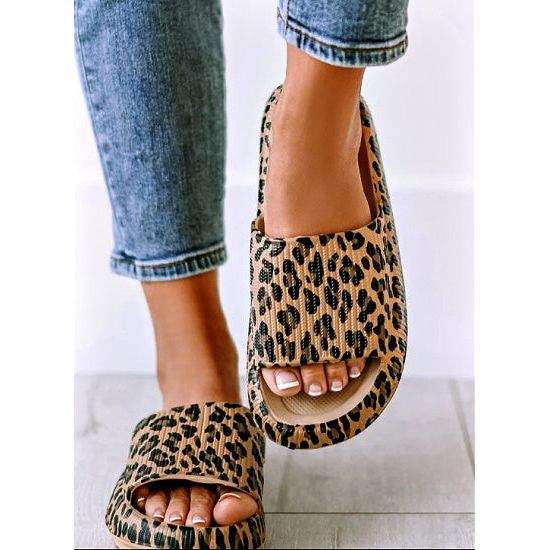 Leopard Cushy Slide Sandals