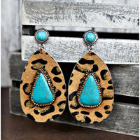 Leopard Earrings with Turquoise Stone