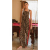 Leopard Print Overall Jumpsuit with Red Side Stripe