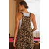 Leopard Print Overall Jumpsuit with Red Side Stripe