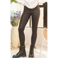 Black Leopard Print High-Waisted Active Leggings