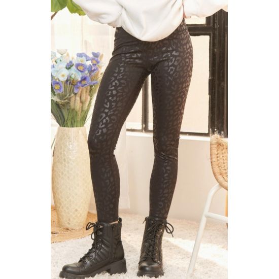 Black Leopard Print High-Waisted Active Leggings