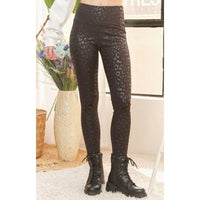 Black Leopard Print High-Waisted Active Leggings