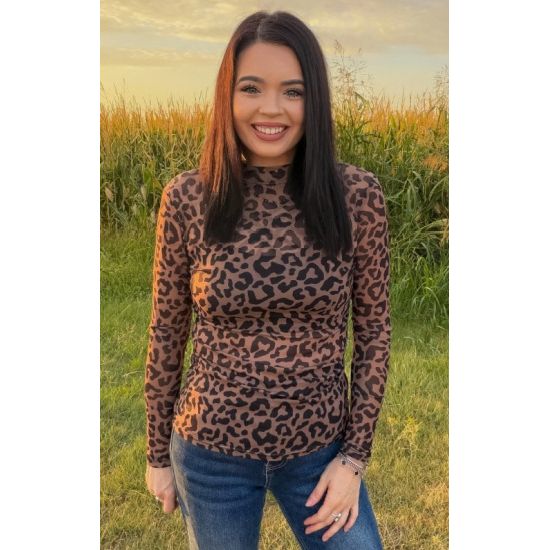 Wild Canyon Leopard Mesh Top