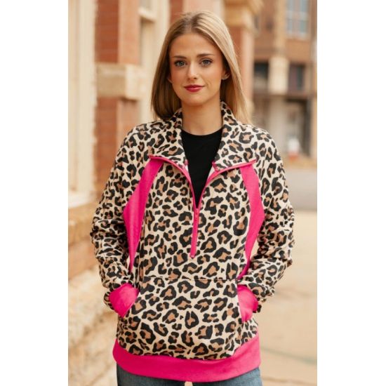 Hotshot Cowgirl Leopard & Pink Pullover