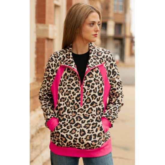 Hotshot Cowgirl Leopard & Pink Pullover
