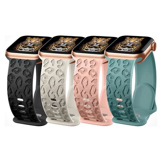 Iwatch Leopard Laser Cut Silicone Band - Rhinestone Gal