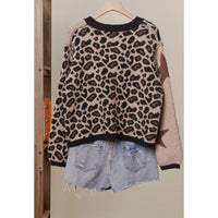 Leopard & Star Patchwork Sweater – Soft Cozy Relaxed Fit Pullover