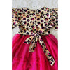 Leopard Print Ruffle Sleeve Dress with Hot Pink Tulle Skirt