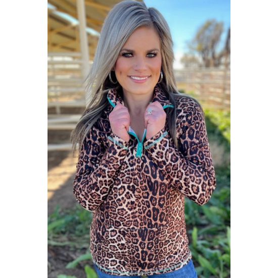 Hear Me Roar Leopard Quarter-Zip Pullover