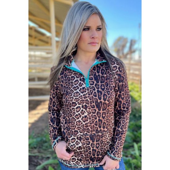 Hear Me Roar Leopard Quarter-Zip Pullover