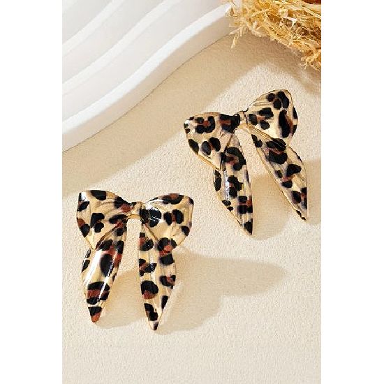 Wild Leopard Bow Statement Earrings