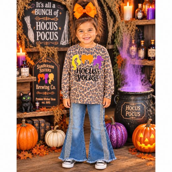 Girls' Leopard Hocus Pocus Halloween Top