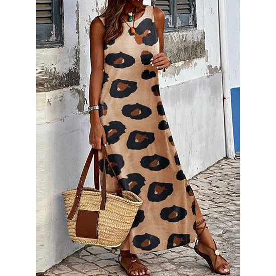 Leopard Sleeveless Maxi Dress